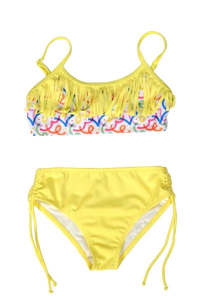 Endeep Girl's Tassel Detailed Yellow Bikini Set