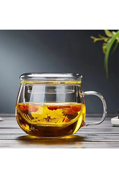 Safron Cam Demlik Çay Bardağı 380ml - Isıya Dayanıklı Yüksek Borosilikat Cam