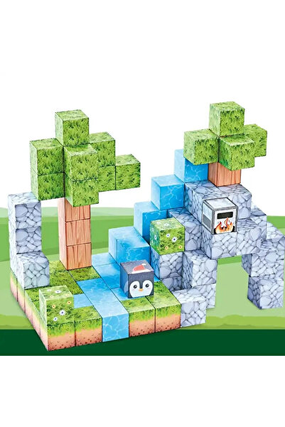Picodino Blocuri magnetice constructie 3D tip Minecraft, 2cm - 78 piese