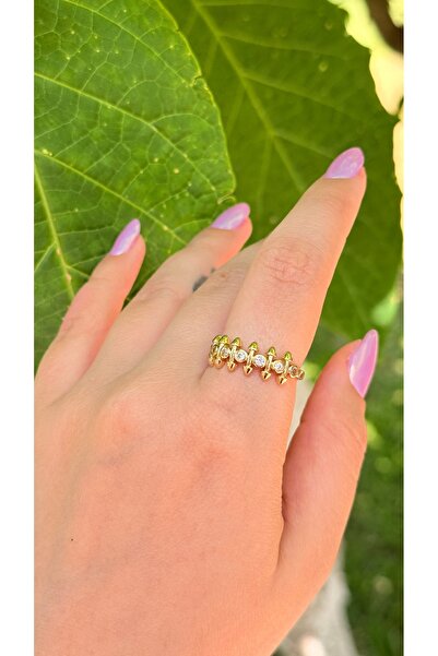 Moonjy خاتم "Solar Spikes" قابل للتعديل من حجر الزركون الذهبي الصلب