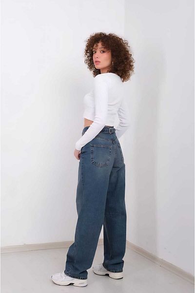 geenz manifacture Cu cataramă, cu croiala largă, cu picioare largi, blugi largi, casual, pantaloni largi de damă