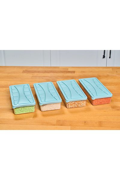 SUPERPUP Storage Container Soft Cover 4 Pieces 2 Lt Green Freezer, Food Container