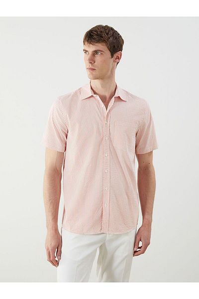 LC Waikiki SOUTHBLUE Regular Fit Short Sleeve Striped Men's Shirt