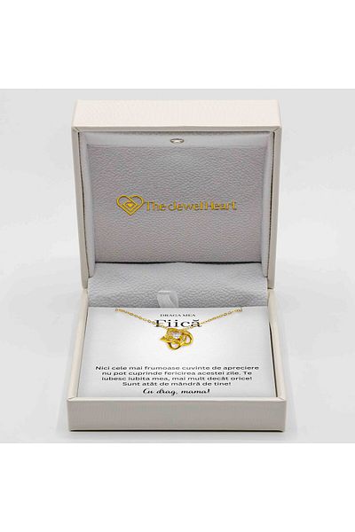 The Jewel Heart Colier Deosebit Pentru Fiică – Bijuterie Din Argint 925 Placat cu Aur 14K, Cutie Cu Lumină