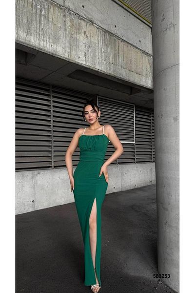 Modafeminen Φόρεμα Scuba Crepe Fabric Emerald 583253 με κορδόνι στο στήθος