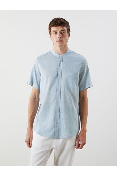 LC Waikiki LCWAIKIKI Classic Regular Fit Short Sleeve Linen Blended Men's Shirt