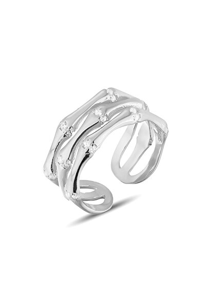 Zanaatsilver 925 Ayar Gümüş Ayarlanabilir Zirkon Taşlı Kemik Model Yüzük