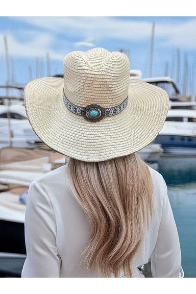 LAGRANZE Premium Women's Straw Hat with Stones