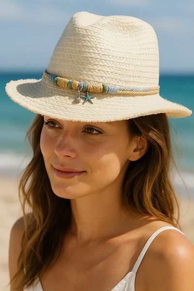 LAGRANZE Starfish Charm Women's Straw Hat