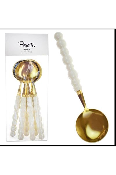 ASPARTAM Gold Color Tablespoon with Bead Pattern 6 Pieces