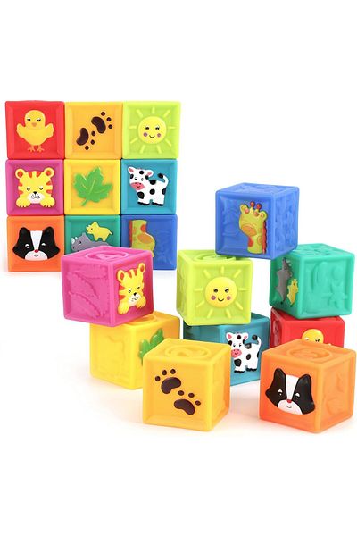 Moon The Moon Brand Baby Stacking Blocks Sensory Toys Set Textured Balls, Number Block Cubes & Animal Toy