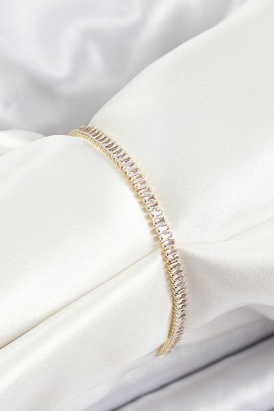 NEZADE STORE Brass Zircon Stone Thin Waterway Model Gold Color Women's Bracelet - Tj-Bb7034