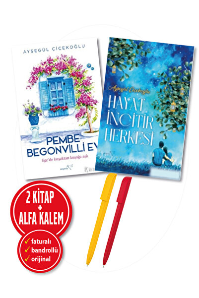 Müptela Yayınları Alfa Kalem+ Ayşegül Çiçekoğlu 2 Kitap(Pembe Begonvilli Ev+H...