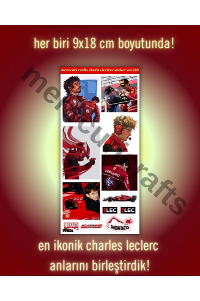merccuri crafts Charles Leclerc F1 Sticker Set (44+ Pcs High Quality) - Notebook Agenda, Poster, Scuderia Ferrari