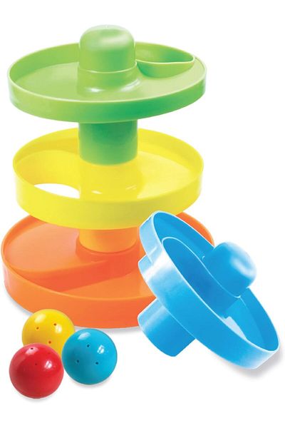 Moon Spiral Ball Ramp Tower - Ball Drop and Roll Activity Toy for Baby and Toddler, Learni