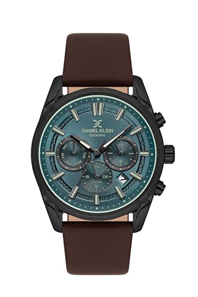 Daniel Klein Marka Exclusive Erkek Saat – Kahverengi Deri Kayış, Siyah Kasa, ...