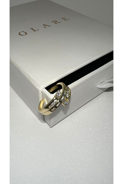 GLARE JEWELRY Zircon Stone Design Adjustable Stainless Steel Ring Free Size
