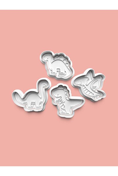 AKTASTORE مجموعة قوالب الكعك على شكل ديناصور وقالب عجينة السكر مكونة من 4 قطع...