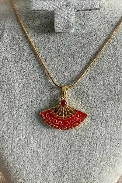 Bessence Jewelry Co Zirkon Taşlı Mineli Çelik Yelpaze Kolye