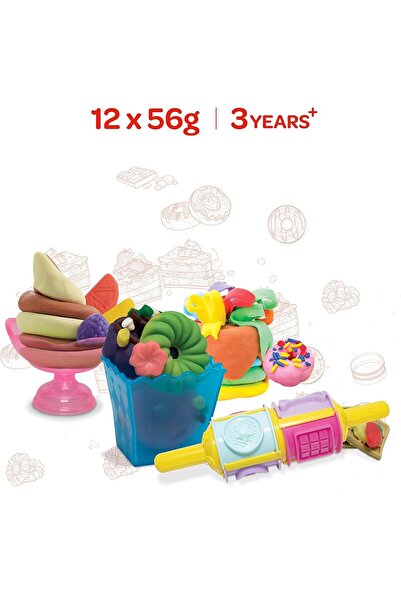 Moon Children's Educational Baking Playdough Set with 12 Cutting Tools, 56 g, Multi-Color