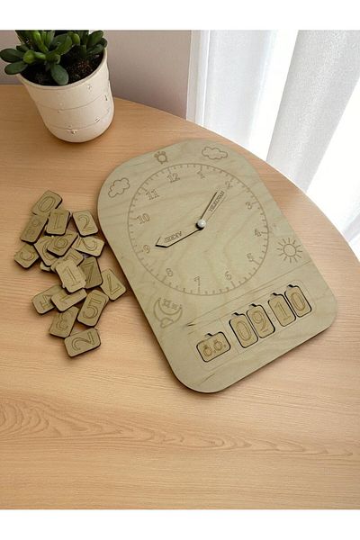 Mind of Toys Time Explorer, Analog Clock Learning, Chalkboard Surface, Montessori Wooden Clock Learning Toy