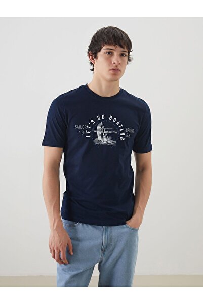 LC Waikiki Ανδρικό μπλουζάκι XSIDE Crew Neck με στάμπα χτενισμένο βαμβακερό