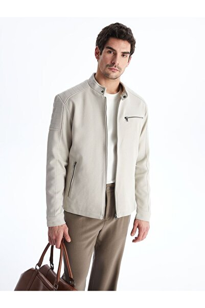 LC Waikiki Lcw Vision Beige Slim Fit Biker Collar Men's Jacket