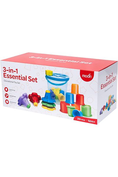 Moon 3in1 Essential Set – Educational Sorting and Stacking Toy – Montessori Learning S