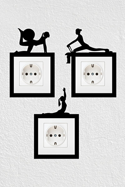 To Design Lab 3 Adet Set - Pilates Temalı Dekoratif Duvar Priz Anahtar Çerçev...