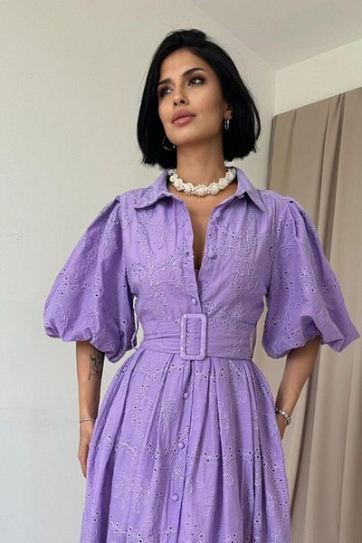MRA Fashion Lilac Pleated Balcony Dress
