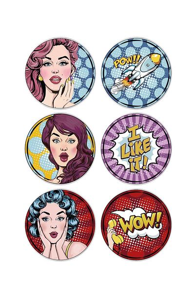 GUNES ZUCCACIYE Popart Girls Cake Plate Set of 6 19 Cm