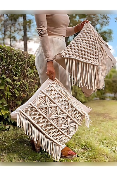 meribell 2'li Makrome Kırlent Kılıfı