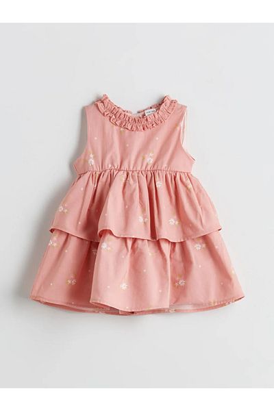 LC Waikiki Lcw Baby Pink Floral Baby Girl Cotton Dress
