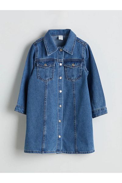 LC Waikiki Lcw kids indigo basic long sleeve girl jean dress