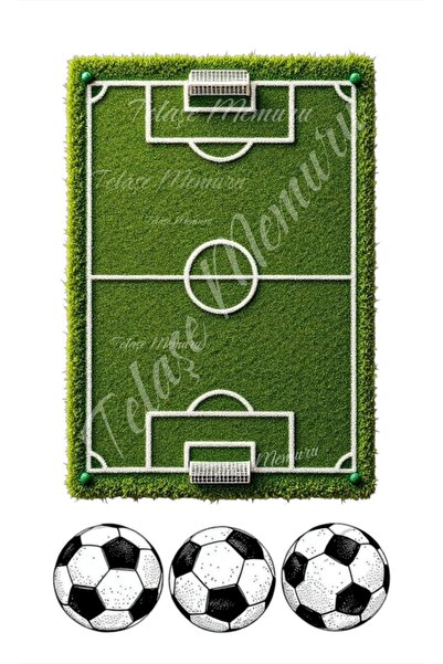telaşe memuru Futbol Sahası - Yeşil Stadyum Pasta Baskısı - Yenilebilir Kağıt...