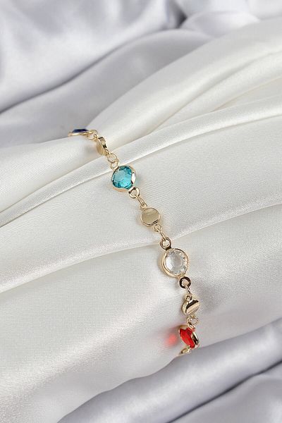 Avantaj Kapıda ®   Brass Mixed Color Zircon Stone Gold Color Women's Bracelet