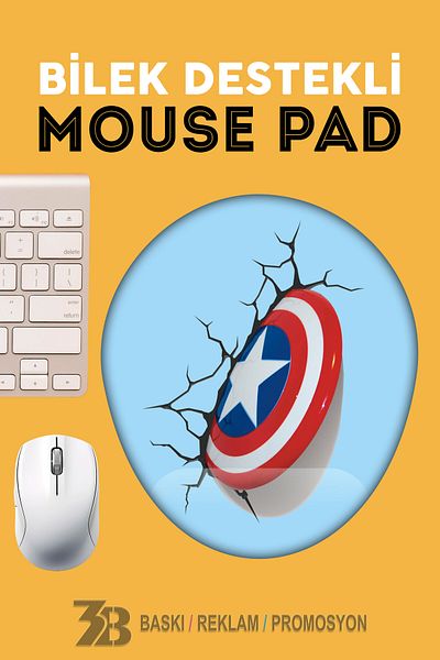 3B BASKI REKLAM PROMOSYON Captain America Orthopedic Supported Oval Mouse Pad-Mouse Bottom-3Bomouse23
