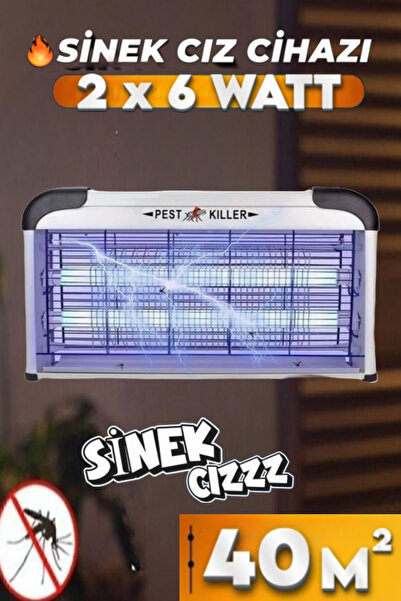 ESENLİWE 2X6Watt Sinek Tuzağı Siyah Kasa Elektrikli Kara Sinek Öldürücü Sinek...