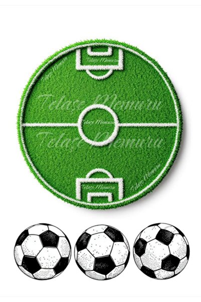 telaşe memuru Futbol Sahası - Yeşil Stadyum Pasta Baskısı - Yenilebilir Kağıt...