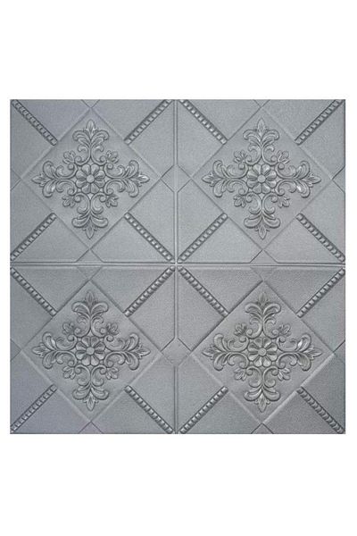 SIKS Self-Adhesive 3D Wallpaper, 4P Rhombus 5D Pattern, Gray, Dimensions 77x70cm