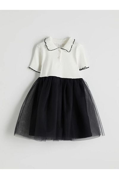 LC Waikiki Lcw Kids Ecru Polo Neck Girls Camisole Dress