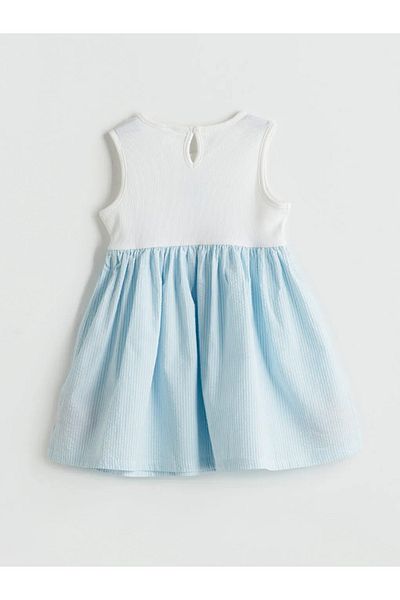 LC Waikiki Lcw Kids Blue Crew Neck Floral Girl's Camisole Dress