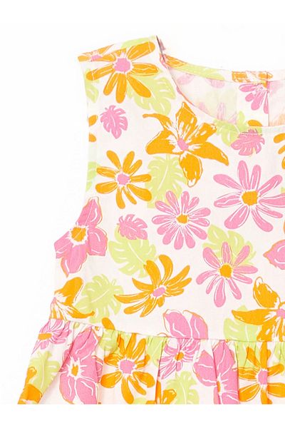 LC Waikiki Lcw Kids Ecru Crew Neck Floral Baby Girl Dress