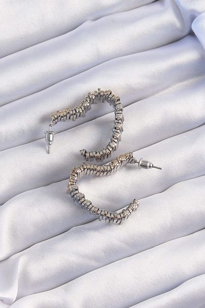 Avantaj Kapıda ®   Brass Gold Silver Color Serrated Heart Earrings