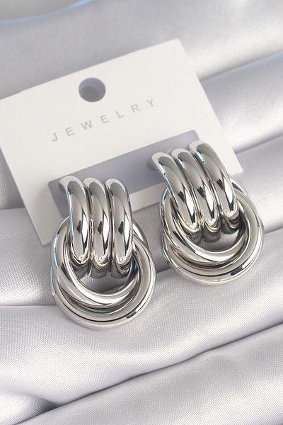 Avantaj Kapıda ®   Brass Silver Color Spiral Model Women's Earrings