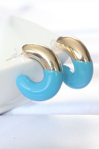 Avantaj Kapıda ®   Ccb Blue Gold Double Color Earrings