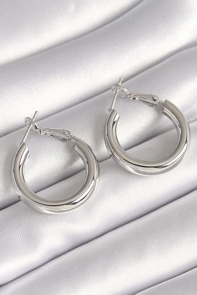 Avantaj Kapıda ®   Brass Silver Color Hoop Model Women's Earrings