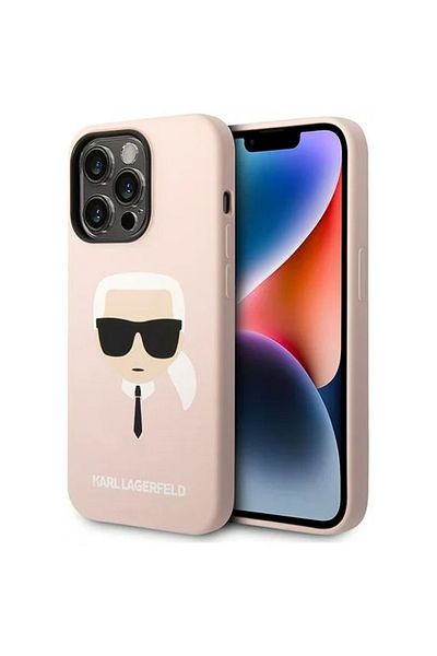 Karl Lagerfeld Husa MagSafe Liquid Silicone Karl Head iPhone 14 Pro Max Roz