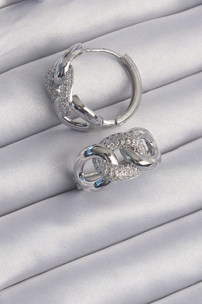 Avantaj Kapıda ®   Brass Silver Color Zircon Stone Milky Way Earrings