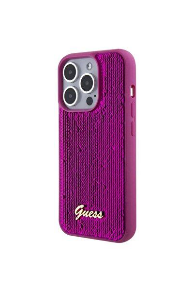 Guess Guess Husa Sequin Script Logo iPhone 15 Pro Max Magenta